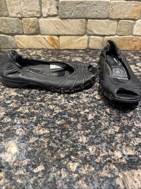 Sketchers original Bikers Black Women's Peep-Toe Casual Ballet Flats